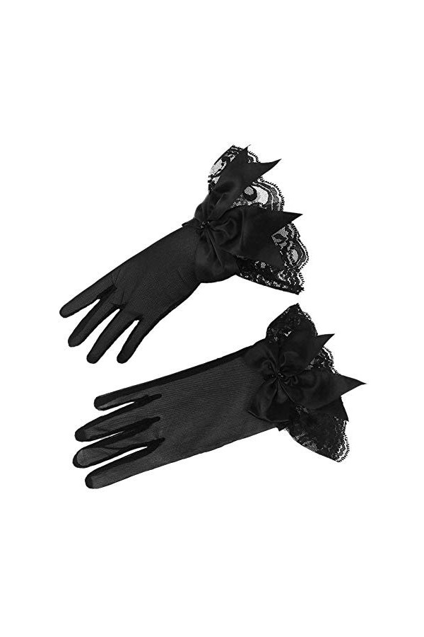 MoreChioce Femme Gants en Dentelle,1920s Gants de Mariage Rétro Gants de Court Gothique Gants de Mariée Strass Mitaines de Sa