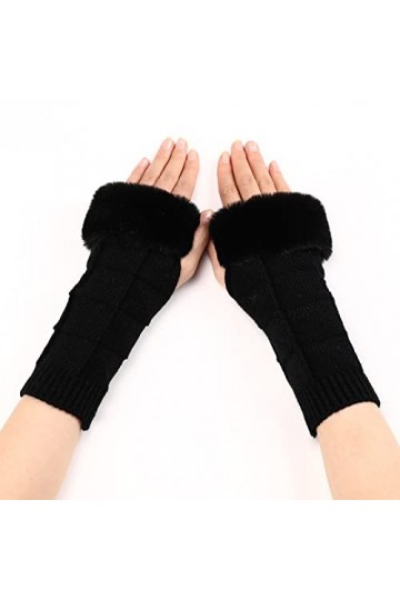 Gants dhiver pour femme - Gants chauds coupe-vent élastiques - Gants noirs pour femme - Gants thermiques pour femme - Moufle