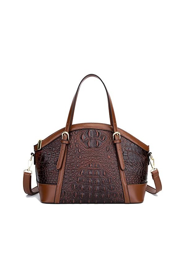 Coolives Sac à Main porté Main avec bandoulière avec Motif Peau de Crocodile pour Femme en Cuir PU Vintage Sacoche Rétro Sac 