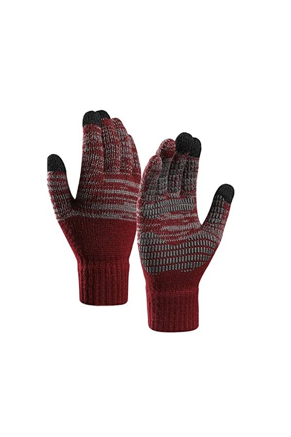 STKOOBQ Élastique – Écran thermique pour homme et femme en tricot doux – Gants dhiver moufles rose vif, taille unique 