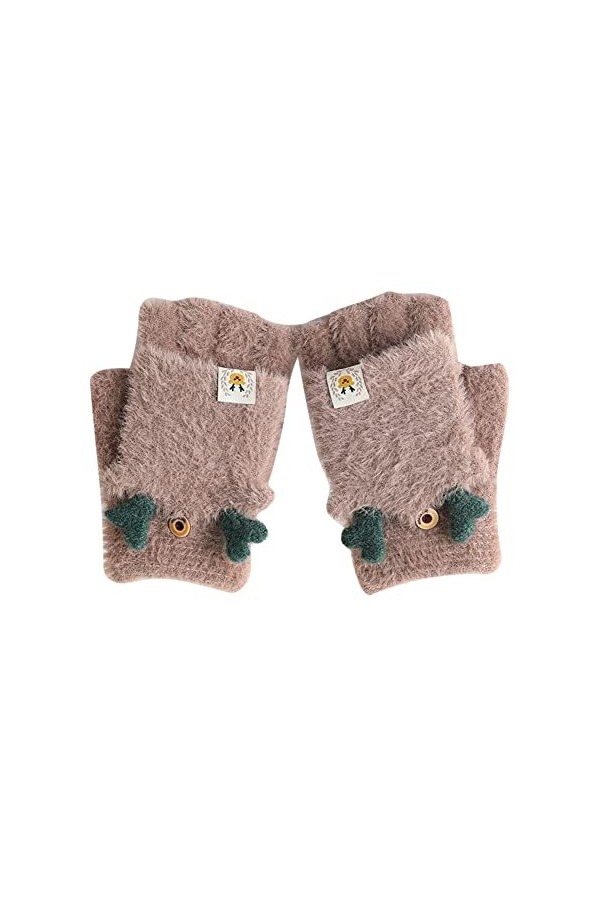 URFEDA Gants dhiver Convertibles pour Femmes Moufles Mignons en Bois de cerf Gants Chaudes en Peluche Chaude Gants, Gants à 