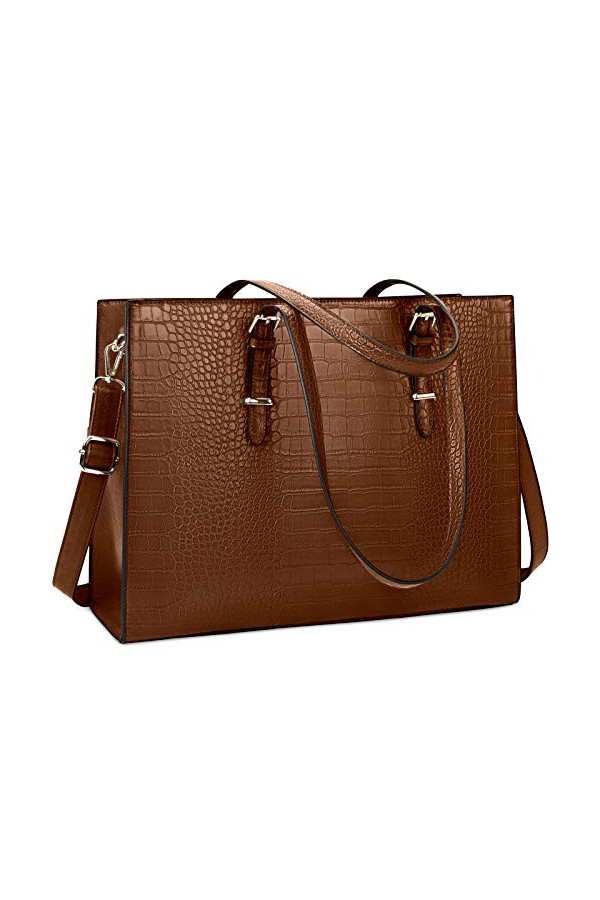 Lubardy Cabas Femmes Sac à Main Ordinateur 15.6 Pouces Grande Capacité PU Cuir Imperméable Sac Epaule Bandoulière Affaires Vo