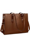 Lubardy Cabas Femmes Sac à Main Ordinateur 15.6 Pouces Grande Capacité PU Cuir Imperméable Sac Epaule Bandoulière Affaires Vo