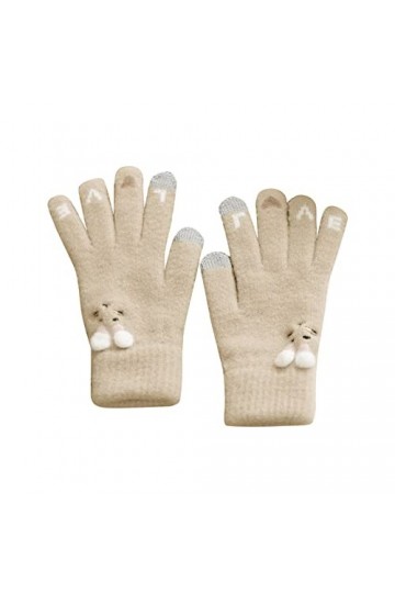 Gants mitaines avec poche pour femme - Gants dhiver tricotés chauds pour adultes - Gants déquitation à cinq doigts mignons 