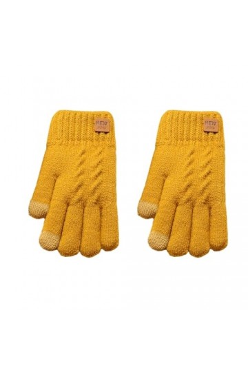 Rotyroya Moufles dhiver pour femme - Couleur unie - Motif Loge - Double couche - Poignets épais - Polaire pour écran tactile