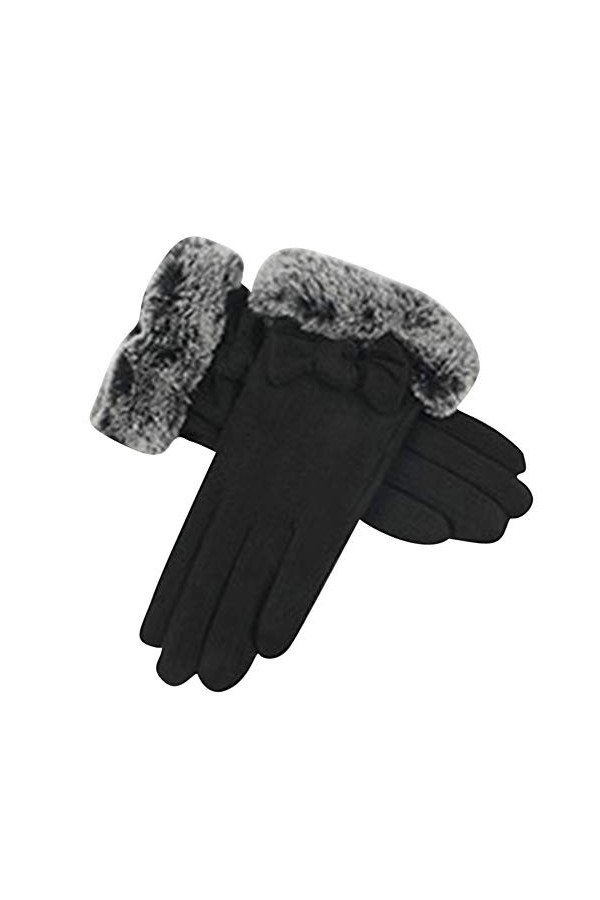 Écran Tactile Mignon Gant Hiver Anti-Dérapant Tactile Chaud Gants Sport Pour Femmes 02 Noir
