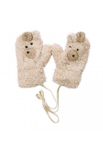 Mitaines pour femme - Gants dhiver à double couche en forme dours 3D - Moufles pour femme - Corde tressée épaisse - Moufles