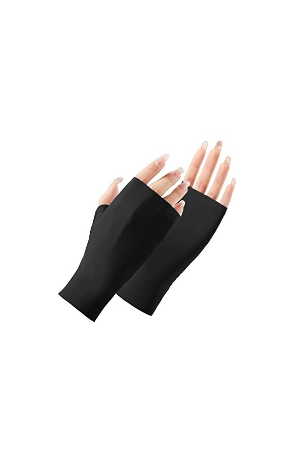 Gants dextérieur pour femme - Sans doigts - Protection du poignet - Crème solaire - Gants / Moufles - Noir - Pour femme