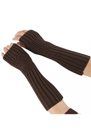 Gants en dentelle noir mode tricotée manches douces gants dhiver femmes moufles chaudes bras mitaines noirs longs en coton 