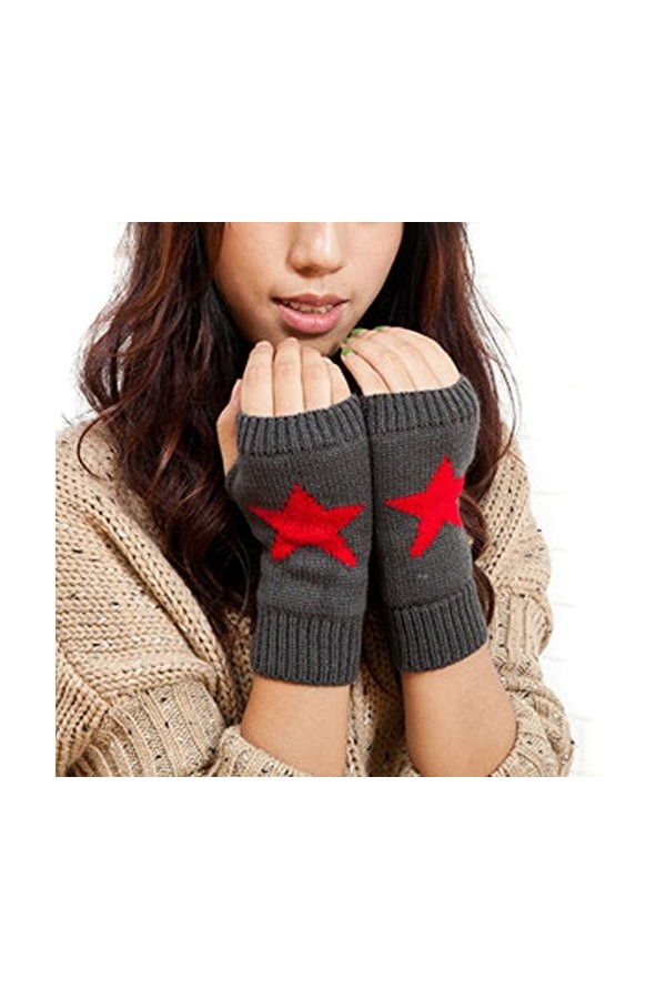 Locomo Girl mignon étoile en crochet Mitaines Palm Faf085blk - Gris -