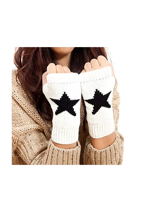 Locomo Girl mignon étoile en crochet Mitaines Palm Faf085blk - Gris -