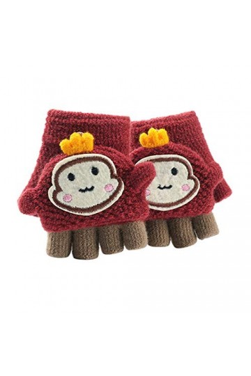 Asalin Ao Soft Cabrio Flip Top Gants Enfant Bébé Hiver Chaud Tricot Doigts Mitaines Mignon Cartoon Gants Chaud pour Enfants G