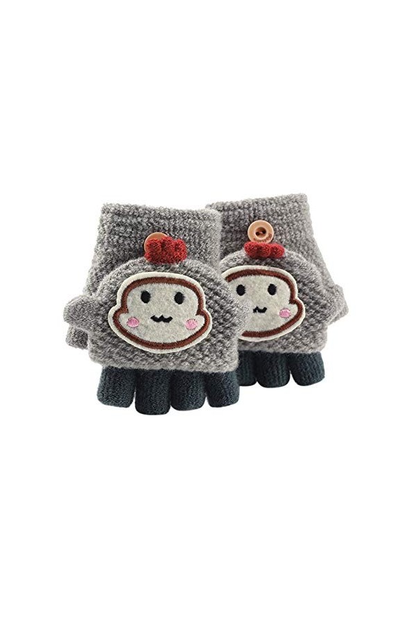 Asalin Ao Soft Cabrio Flip Top Gants Enfant Bébé Hiver Chaud Tricot Doigts Mitaines Mignon Cartoon Gants Chaud pour Enfants G