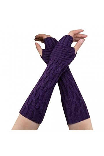 Gants dhiver en tricot Gants Gants dhiver Manches pour femmes Hiver Automne Moufles sans doigts Manchettes extensibles, Vio