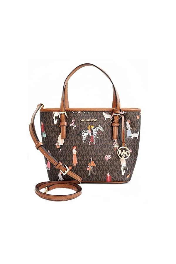 Michael Kors XS Carry All Jet Set Travel Womens Tote BLACK SIG/GOLD 