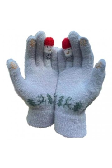 Mitaines dhiver tricotées chaudes en laine pour femmes par temps froid, bleu clair, taille unique