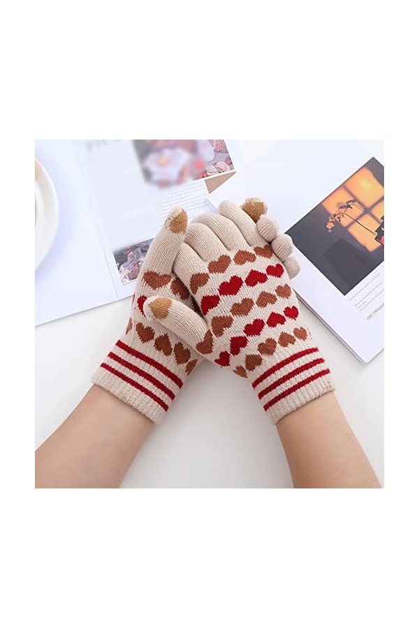 Gants tricotés chauds pour femmes et hommes, moufles dhiver pour garder au chaud, épissure imprimée, tricot, golf, équitatio