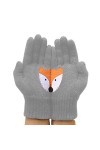 Myya Gants dhiver épais et chauds en tricot pour femme - Motif tête danimal kawaii irrégulière - Moufles de ski
