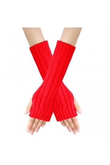 Gants dhiver chauds en tricot torsadé pour femme, mitaines en acrylique, mitaines, mitaines avec poche, b-rouge, taille uniq