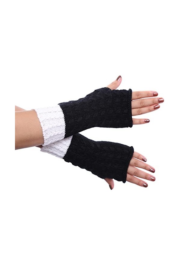 Mitaines en tricot chaud pour femme - Moufles convertibles - Motif fleurs tendance, 6-B, taille unique