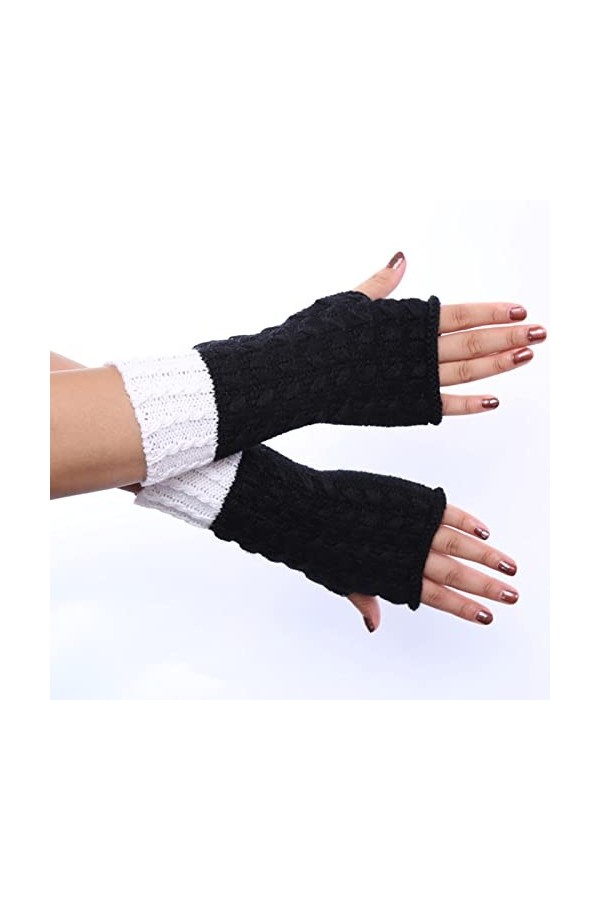 Mitaines en tricot chaud pour femme - Moufles convertibles - Motif fleurs tendance, 6-B, taille unique