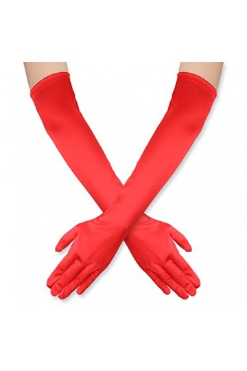 SAVITA 52cm Long Gants Femme, Long Gants Satin Gants Opéra Extensibles des Années 1920 pour Femmes Filles Soirées Dansantes, 