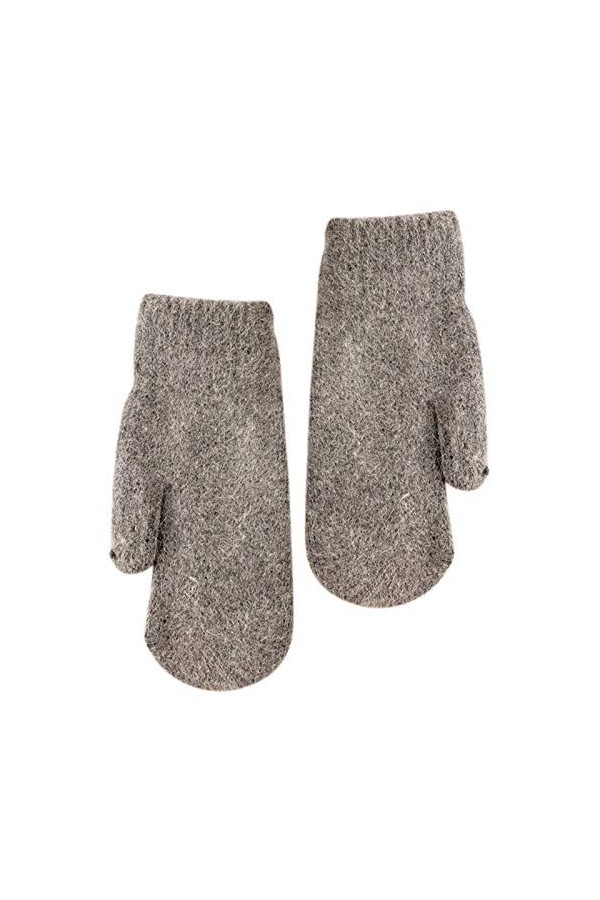 RK-HYTQWR Femmes Hiver Double Couche Gants De Doigt Complets Couleur Unie Doublée en Peluche Moufle en Tricot, Gants en Fauss
