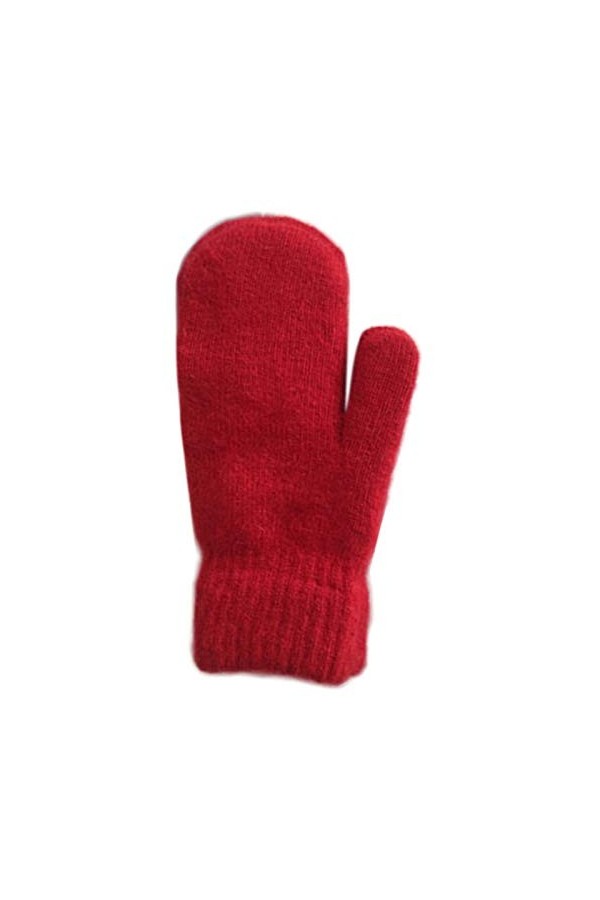 RK-HYTQWR Femmes Hiver Double Couche Gants De Doigt Complets Couleur Unie Doublée en Peluche Moufle en Tricot, Gants en Fauss