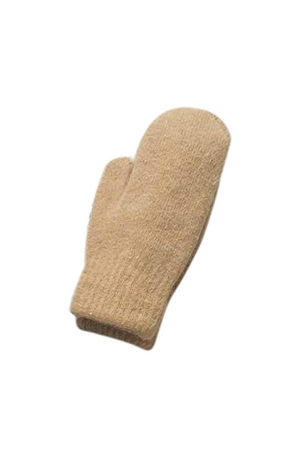 RK-HYTQWR Femmes Hiver Double Couche Gants De Doigt Complets Couleur Unie Doublée en Peluche Moufle en Tricot, Gants en Fauss
