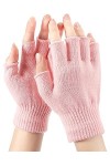 Gants Demi-Doigts Unisexes Gants sans Doigts en Tricot Mitaines dHiver Chauffe-Poignets pour Femmes Filles Rouge Foncé 
