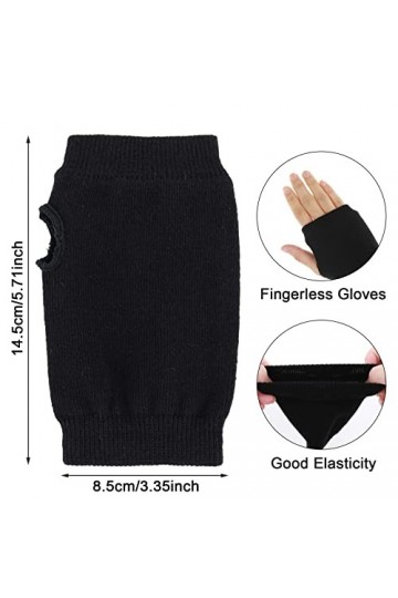 Sibba Lot de 2 Paires de Mitaines Dhiver Chaudes avec Trou pour le Pouce pour Femme en Coton Chaleureux Extensible pour Tape