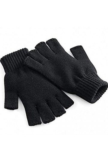 Gants noirs unisexes en tricot pour homme et femme - Couleur unie - - Medium