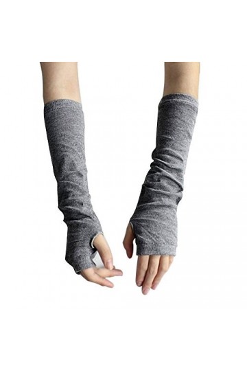 Haifly Doux Femme Gants Hiver Poignet Bras Main Chaude Tricoté Longues Mitaines Gris