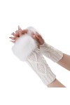 Mitaines sans doigts Gants Poignet Gants Tricot Manches pour Femmes Noir Long Unisexe pour Moufles Doux Chaud, Blanc., taille