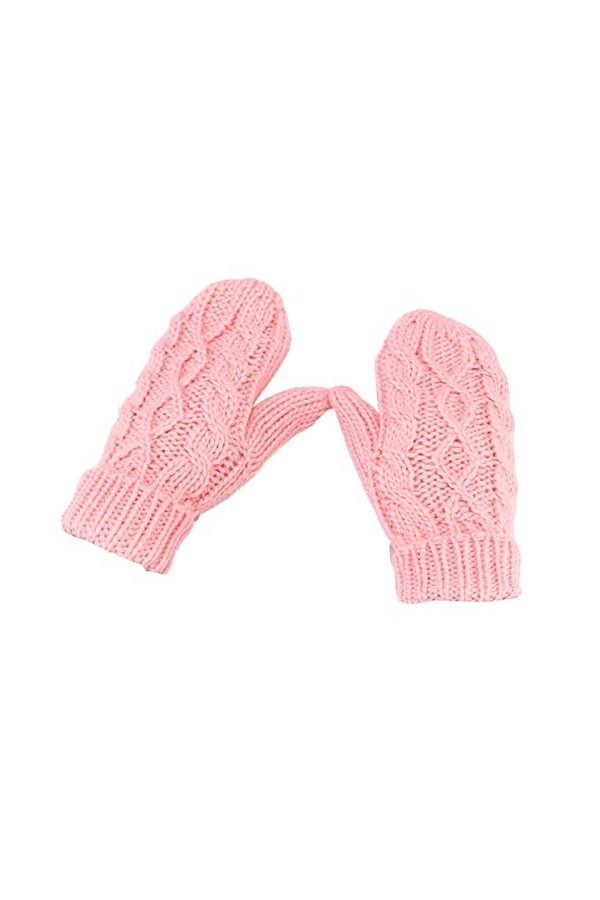 Gants pour femme en coton pour femme - Chauffants - Doigts tricotés thermiques - Gants de ski - Moufles en coton - Hiver ros
