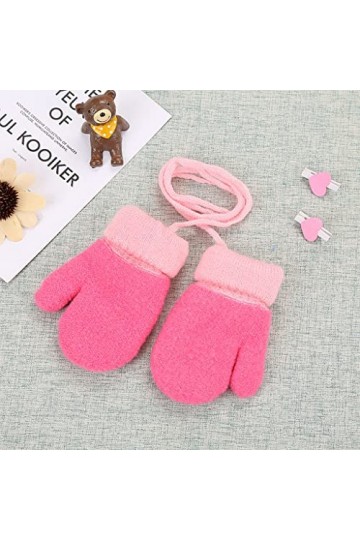 kaixinbukaixin Mitaines tricotées pour Enfants en Bas âge Gants doublés de Molleton pour Temps Froid Doublure de mitaine moll