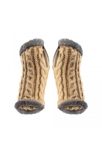 Gants en peluche épais pour lautomne et lhiver - Manches chaudes - En laine tricotée - Gants pour femme, doré, taille uniqu