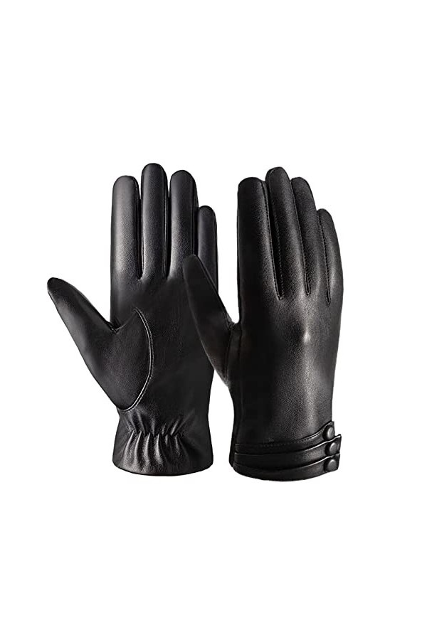 UnoSheng Gants Imperméables Hiver Femmes Écran Tactile Chaud Moufles Doublées Polaire Mitaines Dentelle Vintage Crème, Noir ,
