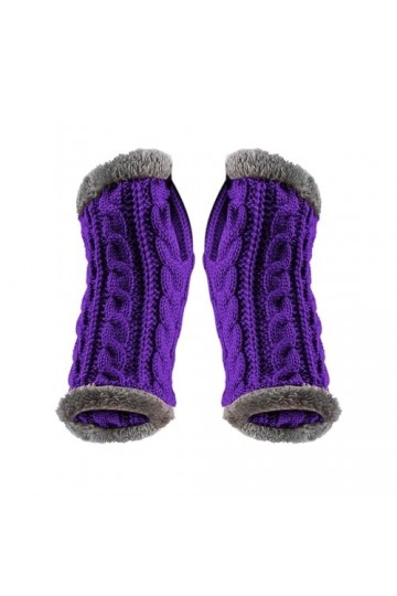 Gants en peluche épais pour lautomne et lhiver, manches chaudes, gants en laine tricotée, gants pour femmes, violet, taille