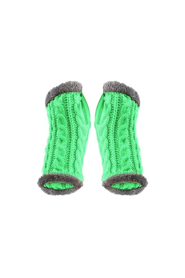 Gants en peluche épais pour lautomne et lhiver, manches chaudes, gants en laine tricotée, gants pour femmes, Vert, taille u