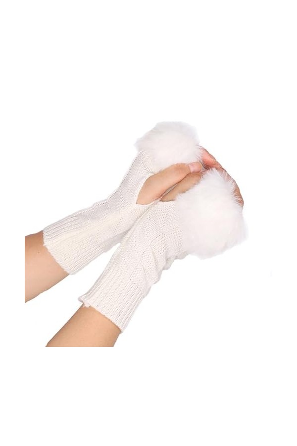 Gants dhiver pour femmes, gants chauds coupe-vent élastiques pour textes, gants thermiques pour femmes par temps froid, blan