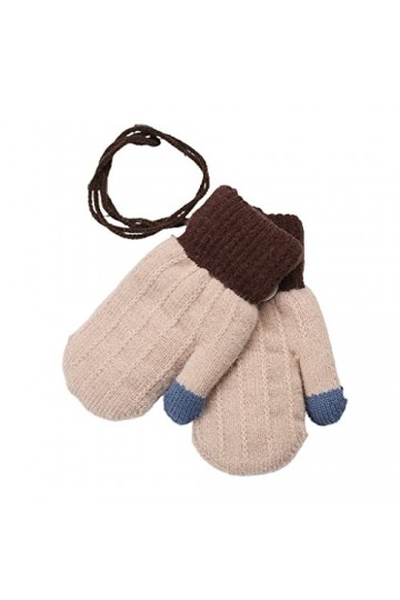 kaixinbukaixin Moufles Doublées Molleton Mignon Gants Tricotés pour Tout-Petits Enfants avec Corde Moufles Doublure De Doigt 