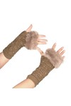 liangp Gants sans doigts Poignet Gants Tricot Taille Unique Tricoté Poignet Hiver Chaud Unisexe pour Moufles, kaki, A