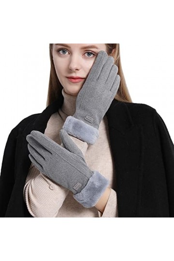 Gant Femme Hiver Chaud Gants Tactile Smartphone Moufle Adulte Polaire Anti-Vent Mitaines à Écran Tactile Chaude et Epaisse Ga