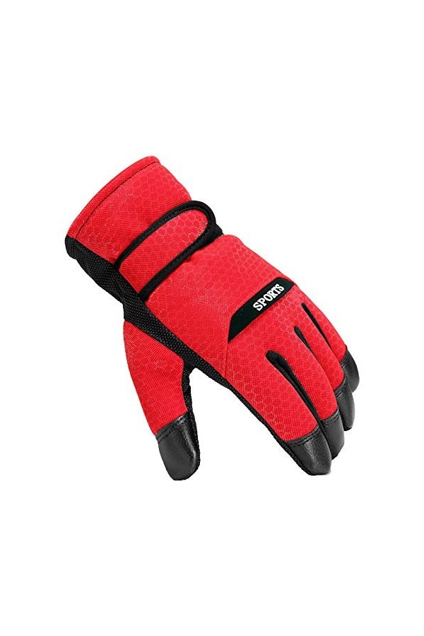 Gants dhiver résistants au gel pour homme et femme - Gants chauds pour femme - Pour temps froid rouge, taille unique 