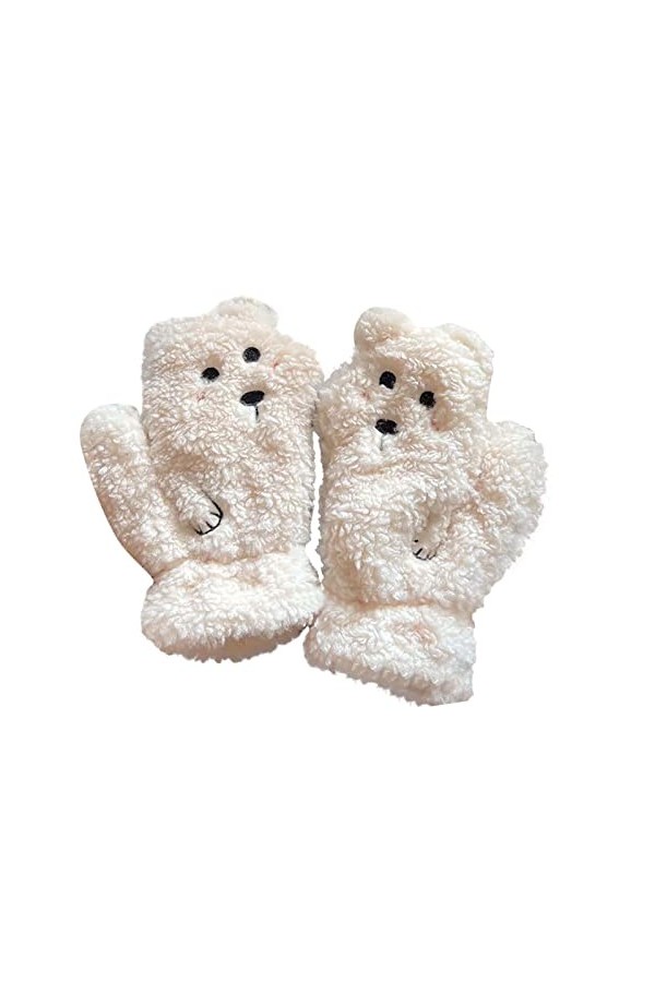 YANFJHV Gants dhiver féminins mignons étudiants dessin animé moufles chaudes anti-froid chaud vernis combinaison S, Blanc., 