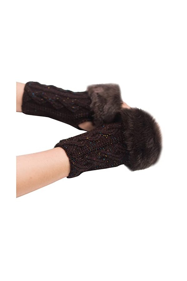 FGUUTYM Gants dhiver pour femme - Écran tactile - Garde au chaud - Moufles de danse du ventre - Bijou de tête, café, taille 
