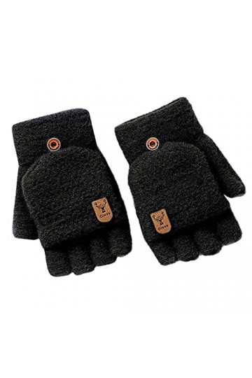 Gants dhiver en laine pour tout-petits avec moufles convertibles pour femmes par temps froid, a-noir, taille unique