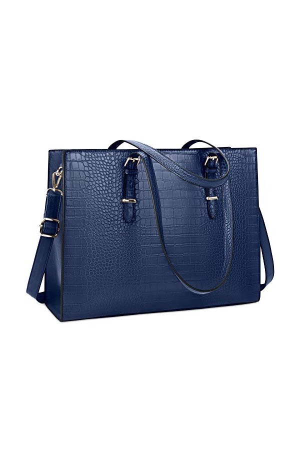 Lubardy Cabas Femmes Sac à Main Ordinateur 15.6 Pouces Grande Capacité PU Cuir Imperméable Sac Epaule Bandoulière Affaires Vo