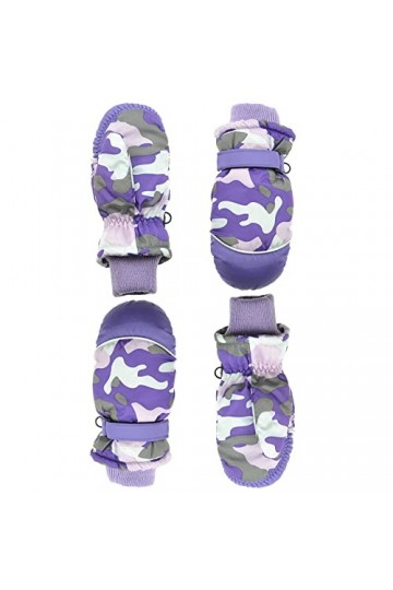Moufles de ski pour enfants garçons et bébés - Imperméables - Motif camouflage - Chaudes - Pour lextérieur et lhiver - 2 pa